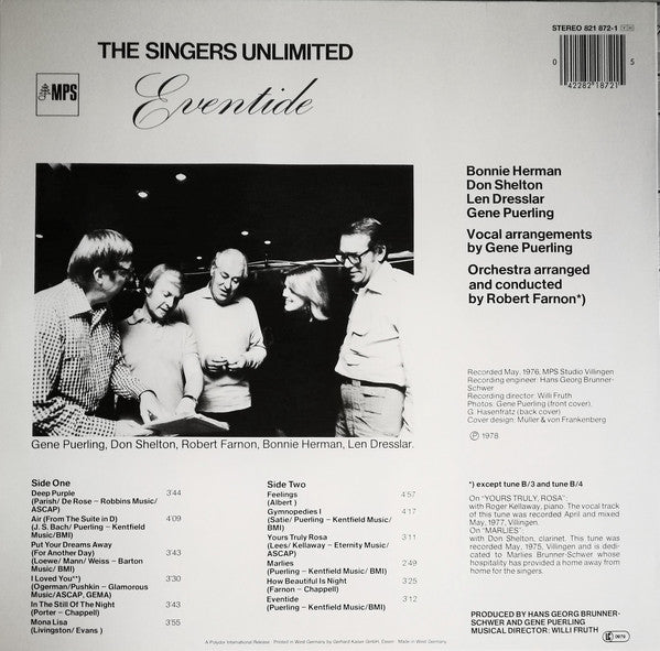 The Singers Unlimited : Eventide (LP, Album, RP)