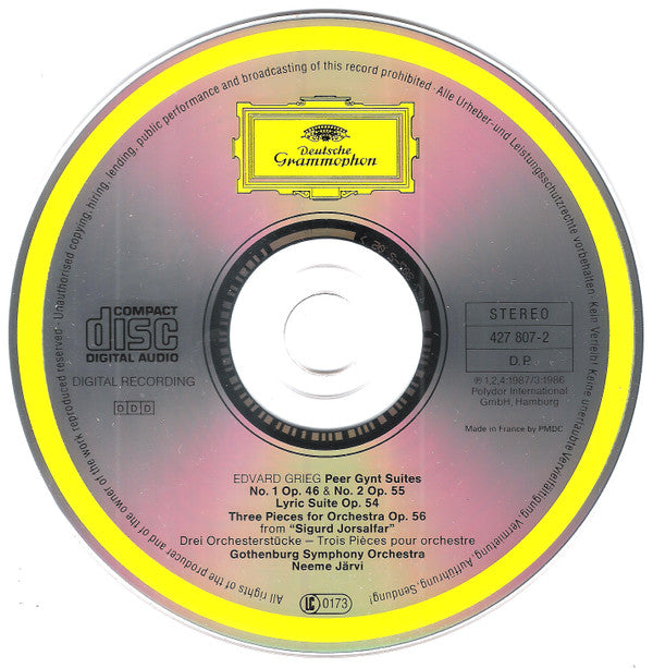 Edvard Grieg : Göteborgs Symfoniker, Neeme Järvi : Peer Gynt Suites 1 & 2・Lyric Suite・Sigurd Jorsalfar (CD, RE)