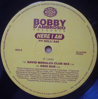 Bobby D'Ambrosio With Kelli Sae : Here I Am (12")
