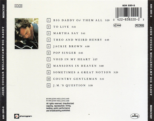 John Cougar Mellencamp : Big Daddy (CD, Album, RE, PMD)