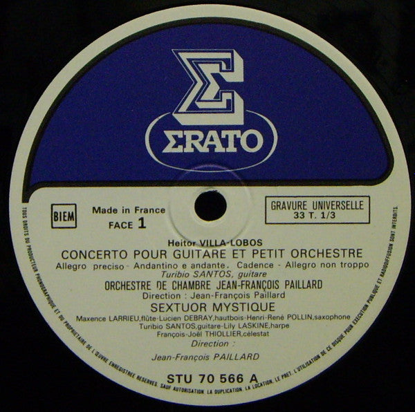 Villa-Lobos* - Turibio Santos : Concerto Pour Guitare & Petit Orchestre / Sextuor Mystique / Preludes (LP, RP, Gat)