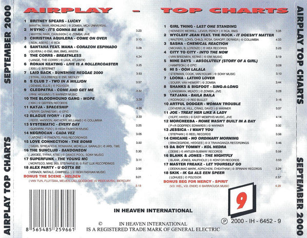 Various : Airplay Top Charts 9 2000 - September 2000 (2xCD, Comp, Unofficial)