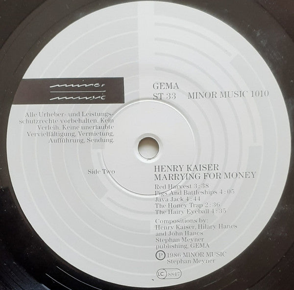 Henry Kaiser : Marrying For Money (LP, Album)