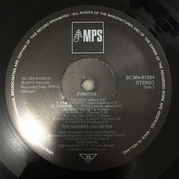 The Singers Unlimited : Eventide (LP, Album)