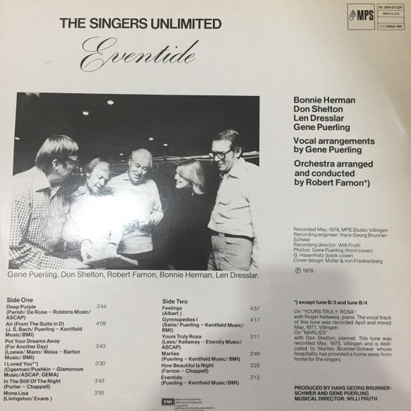 The Singers Unlimited : Eventide (LP, Album)