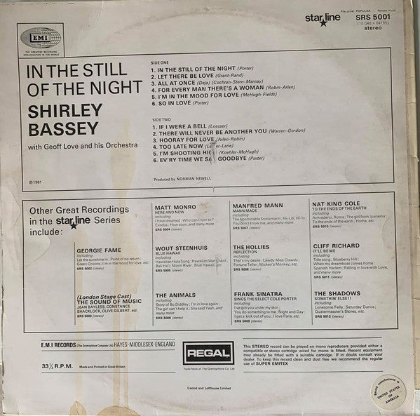 Shirley Bassey With Geoff Love & His Orchestra : In The Still Of The Night (LP, Album, RE, USA)