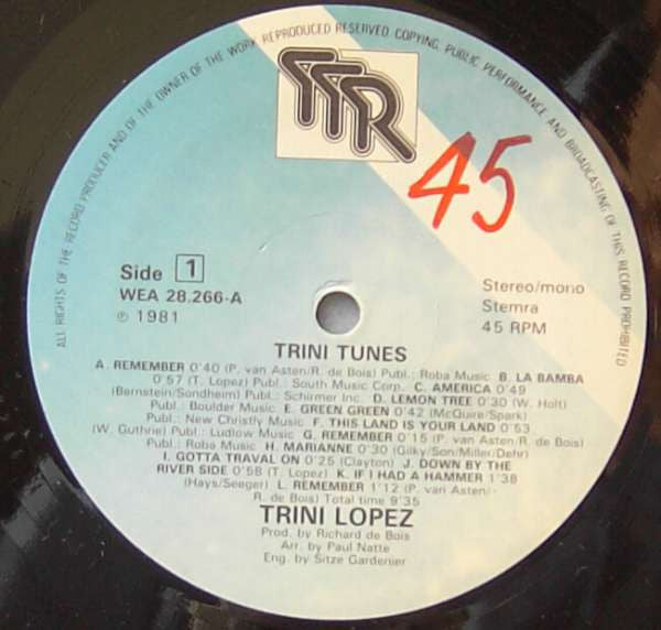 Trini Lopez : Trini Tunes (12", Maxi)