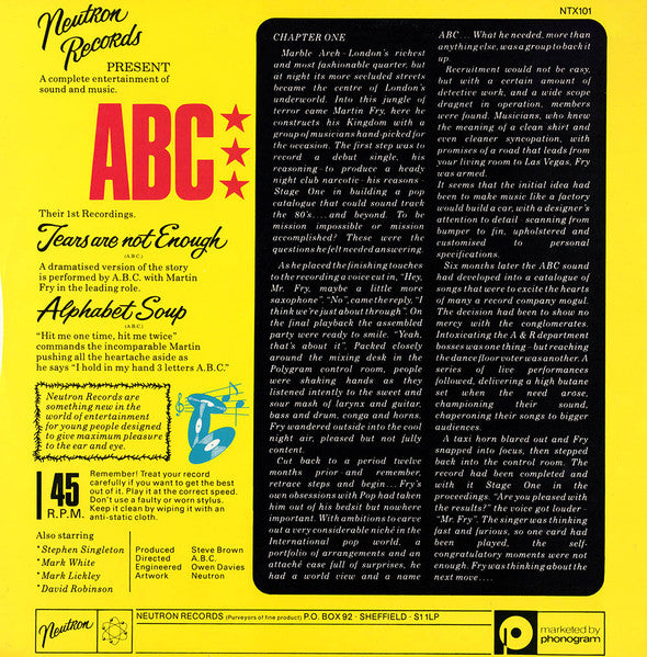 ABC : Tears Are Not Enough (12", Single)