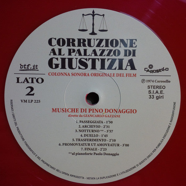 Pino Donaggio : Corruzione Al Palazzo Di Giustizia (LP, Album, RSD, Ltd, S/Edition, Red)