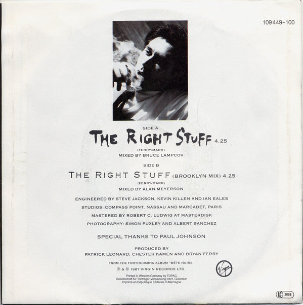 Bryan Ferry : The Right Stuff (7", Single)