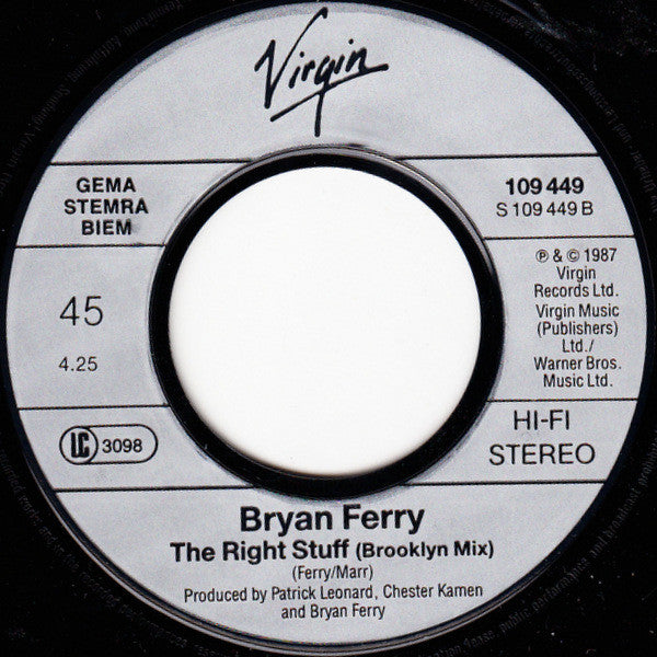 Bryan Ferry : The Right Stuff (7", Single)