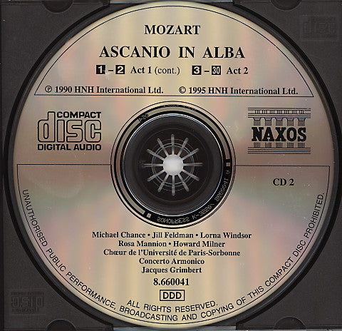Wolfgang Amadeus Mozart, Michael Chance, Jill Feldman, Lorna Windsor, Rosa Mannion, Howard Milner, Chœur De L'Université De Paris-Sorbonne, Concerto Armonico, Jacques Grimbert : Ascanio In Alba (2xCD + Box)