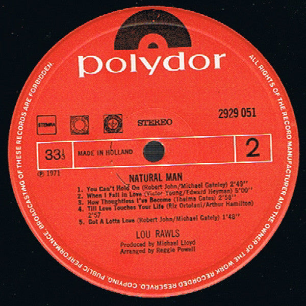 Lou Rawls : Natural Man (LP, Album, RE)