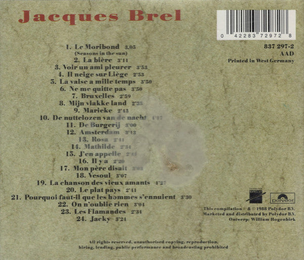 Jacques Brel : De 24 Grootste Successen (CD, Comp, RE)