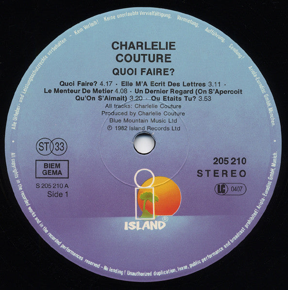 Charlélie Couture : Quoi Faire? (LP, Album, RE)