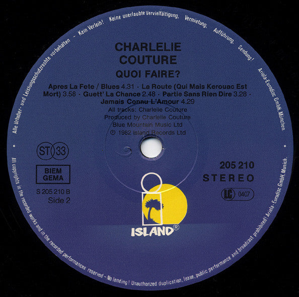 Charlélie Couture : Quoi Faire? (LP, Album, RE)