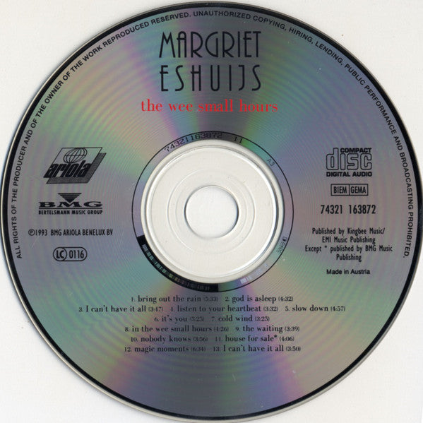 Margriet Eshuijs : The Wee Small Hours (CD, Album)