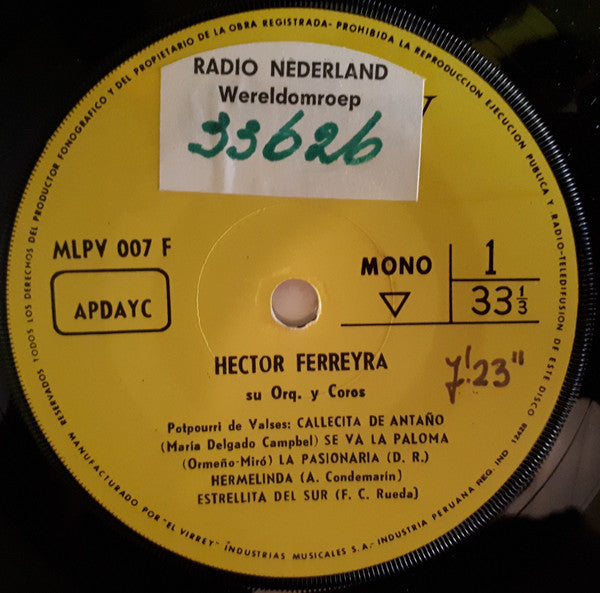 Hector Ferreyra Orquesta Y Coros : Hector Ferreyra Su Orq. Y Coros (7", MiniAlbum, Mono)