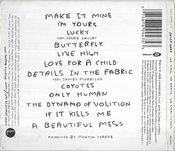 Jason Mraz : We Sing. We Dance. We Steal Things. (CD, Album, Enh, Gat)
