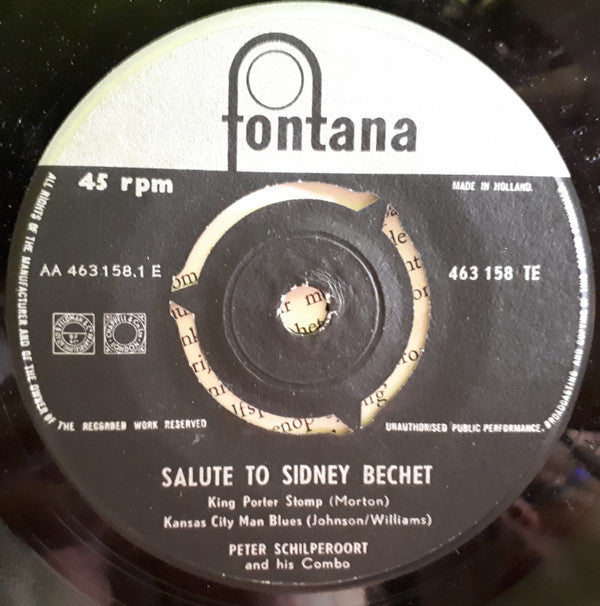 Peter Schilperoort And His Combo : Salute To Sidney Bechet (7", EP)