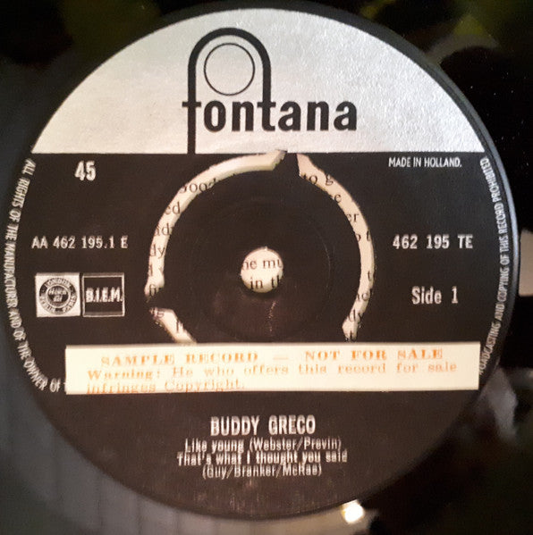 Buddy Greco : Buddy Greco Sings And Plays The Lady Is A Tramp (7", EP, Smplr)
