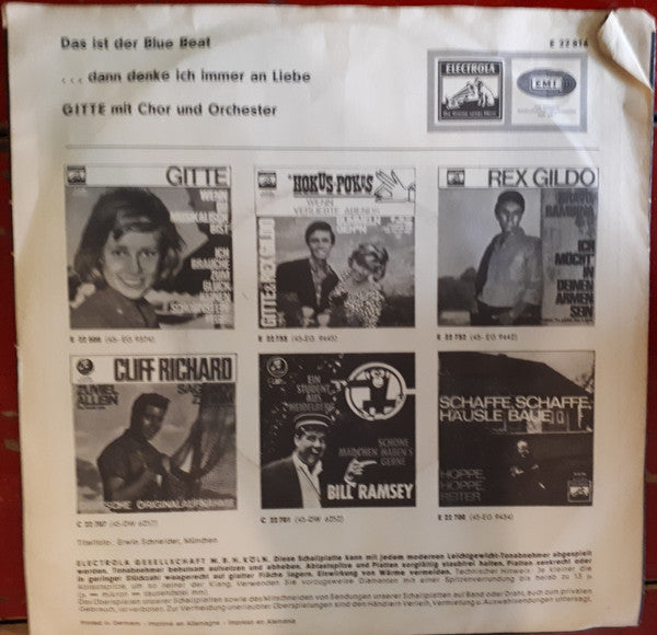 Gitte* : Das Ist Der Blue Beat / ...Dann Denke Ich Immer An Liebe (7", Single)