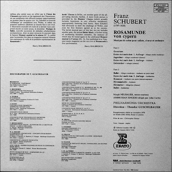 Franz Schubert - Margit Neubauer, Philharmonia Orchestra, Theodor Guschlbauer : Rosamunde (Musique De Scene) (LP)