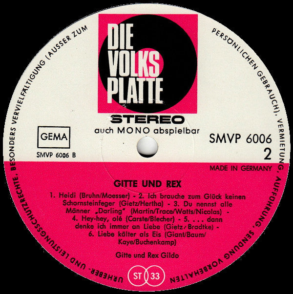 Gitte Hænning Und Rex Gildo : Gitte Und Rex (LP, Album)