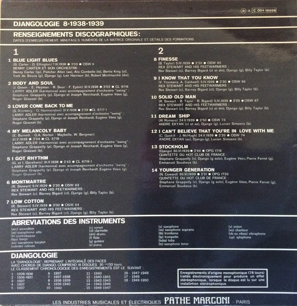 Django Reinhardt : Djangologie 8 (1938-1939) (LP, Comp)