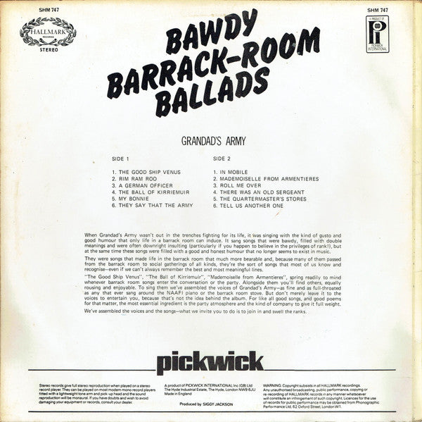 Grandad's Army : Bawdy Barrack-Room Ballads (LP, RE)