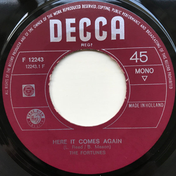 The Fortunes : Here It Comes Again / Things I Should Have Known (7", Single, Mono, Bor)
