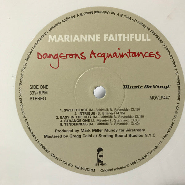 Marianne Faithfull : Dangerous Acquaintances (LP, Album, Ltd, Num, RE, Whi)