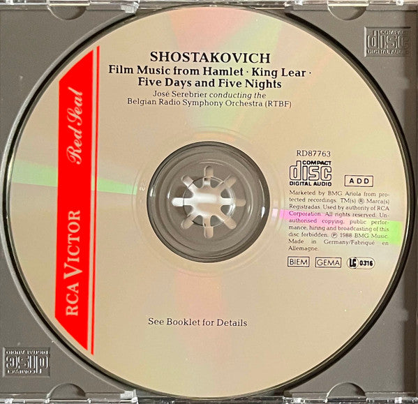 Dmitri Shostakovich, Jose Serebrier, Orchestre Symphonique De La RTBF : Film Music From Hamlet - King Lear - Five Days And Five Nights (CD, Album)