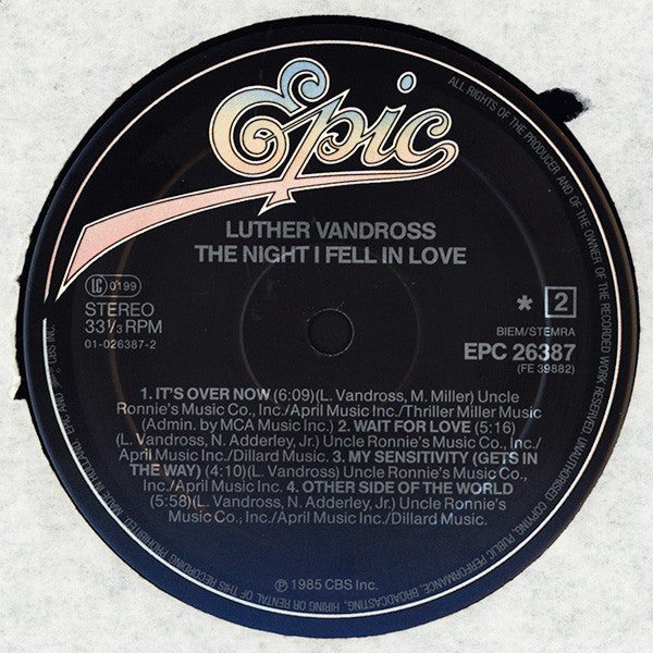 Luther Vandross : The Night I Fell In Love (LP, Album)