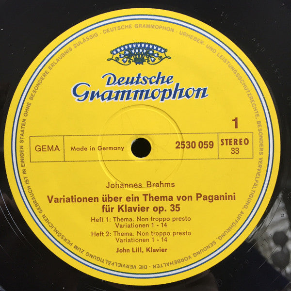 John Lill, Johannes Brahms : Paganini-Variationen / 8 Klavierstucke Op. 76 (LP, Album)