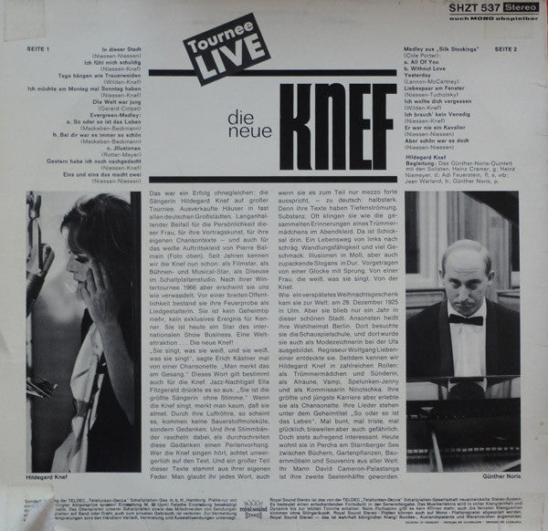 Hildegard Knef : Die Neue Knef - Tournee Live (LP, Album, S/Edition)