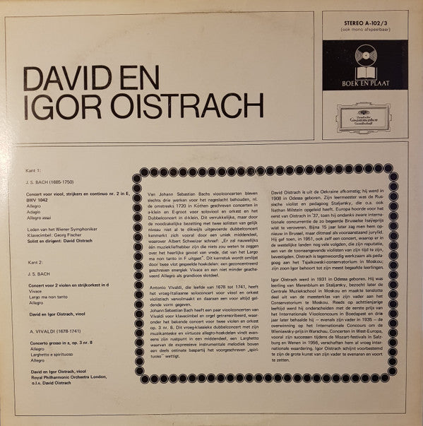 Johann Sebastian Bach, Antonio Vivaldi, David Oistrach, Igor Oistrach, Georg Fischer, Kammerorchester Der Musikvereinigung Der Wiener Symphoniker, Royal Philharmonic Orchestra : David en Igor Oistrach (LP, Comp, Club)