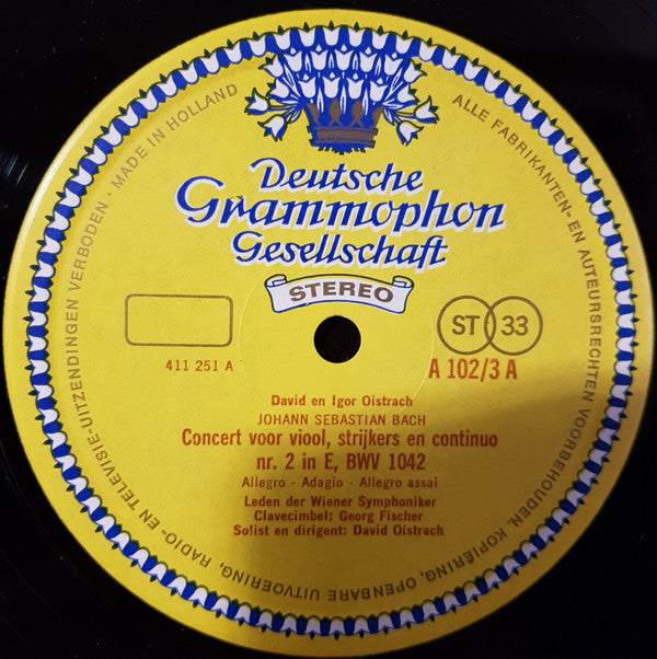 Johann Sebastian Bach, Antonio Vivaldi, David Oistrach, Igor Oistrach, Georg Fischer, Kammerorchester Der Musikvereinigung Der Wiener Symphoniker, Royal Philharmonic Orchestra : David en Igor Oistrach (LP, Comp, Club)