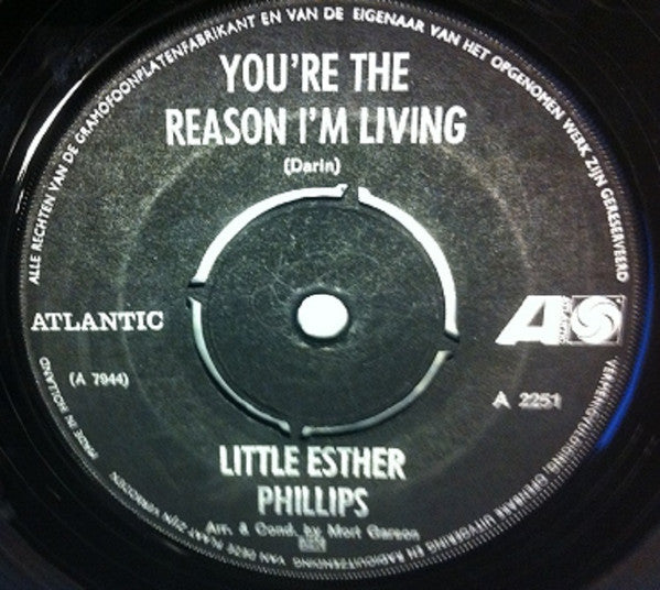 Esther Phillips : It's Too Soon To Know / You're The Reason I'm Living (7")