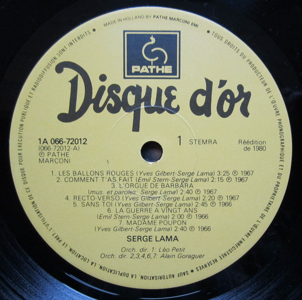 Serge Lama : Serge Lama (LP, Comp, RE, Gat)