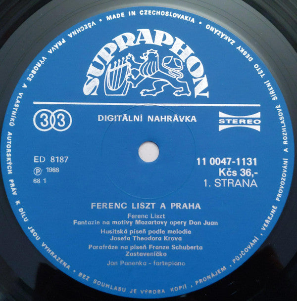 Franz Liszt, Jan Panenka : Liszt And Prague (LP, Album)