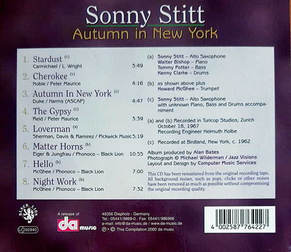 Sonny Stitt : Autumn In New York (CD, Comp, RM)