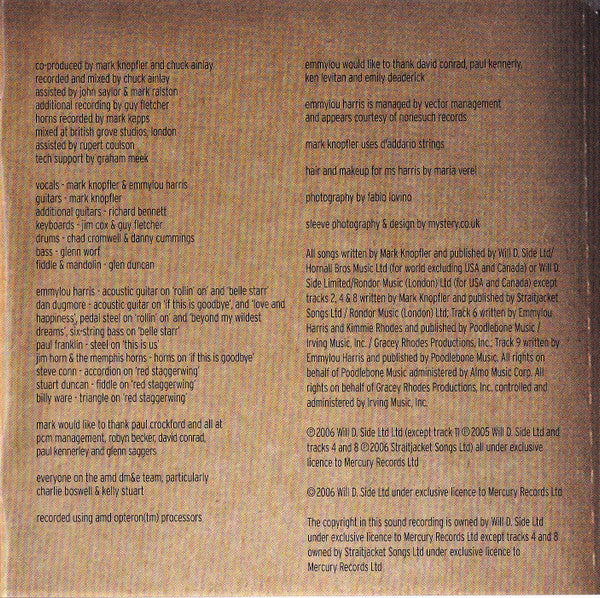 Mark Knopfler And Emmylou Harris : All The Roadrunning (CD, Album, RE)