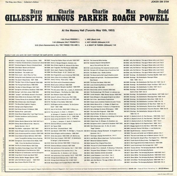 Dizzy Gillespie, Charlie Mingus*, Charlie Parker, Max Roach, Budd Powell* : Last Time Together - At The Massey Hall (Toronto May 15th, 1953) (LP, Album, RE)
