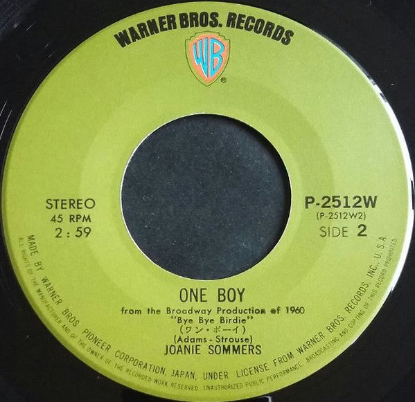 Joanie Sommers : Johnny Get Angry / One Boy (7", Single)