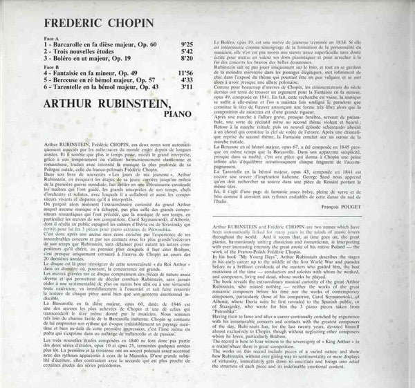 Frédéric Chopin, Arthur Rubinstein : Rubinstein Joue Chopin (LP)