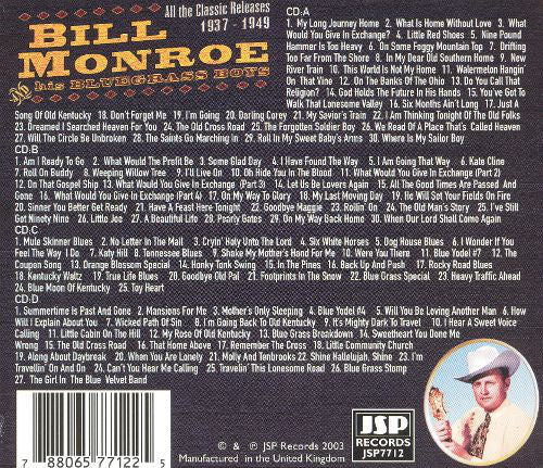 Bill Monroe & His Blue Grass Boys : Bill Monroe And His Bluegrass Boys 1936-1949 (4xCD, Comp, Box)