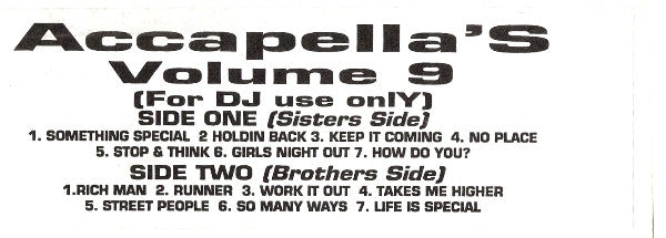 Various : Accapella's Volume 9 (LP, W/Lbl)