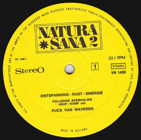 Puck Van Waveren : Natura Sana 2 - Adem Is Leven (Oefeningen Voor Lichaam En Geest) (LP)