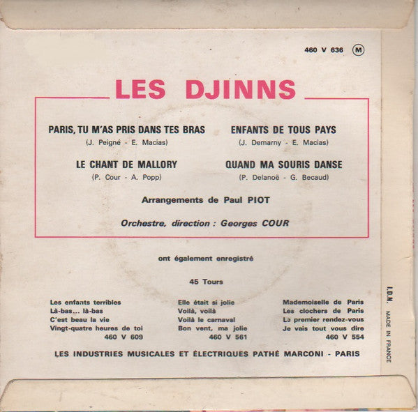 Les Djinns : Paris, Tu M'As Pris Dans Tes Bras (7", EP)